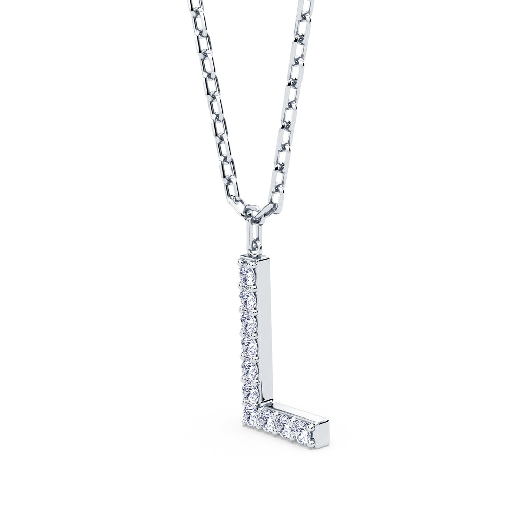 Lab-Grown Diamond Initial "L" Pendant in 18kt Gold Vermeil | GrownńDiva