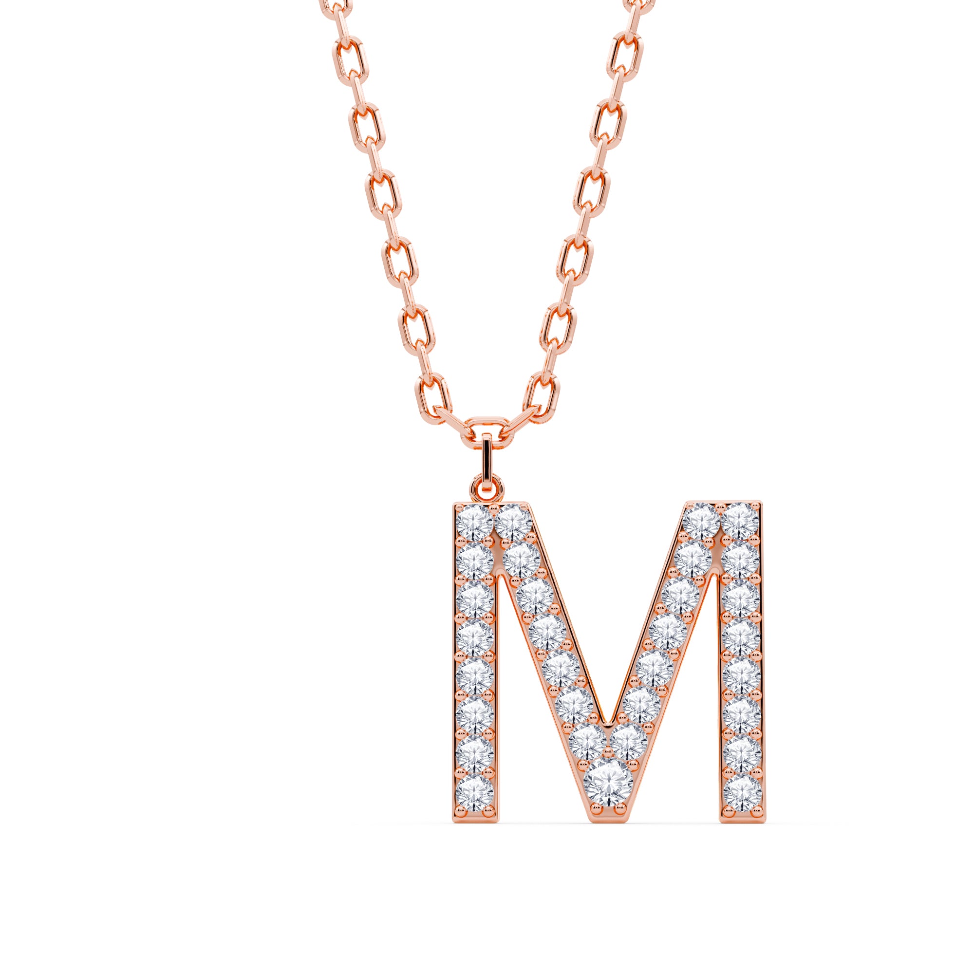 Lab-Grown Diamond Initial "M" Pendant in 18kt Gold Vermeil | GrownńDiva.