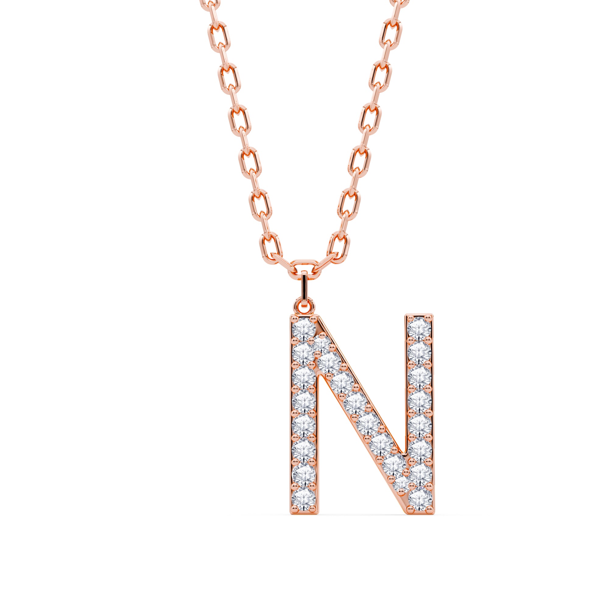 Lab-Grown Diamond Initial "N" Pendant in 18kt Gold Vermeil | GrownńDiva