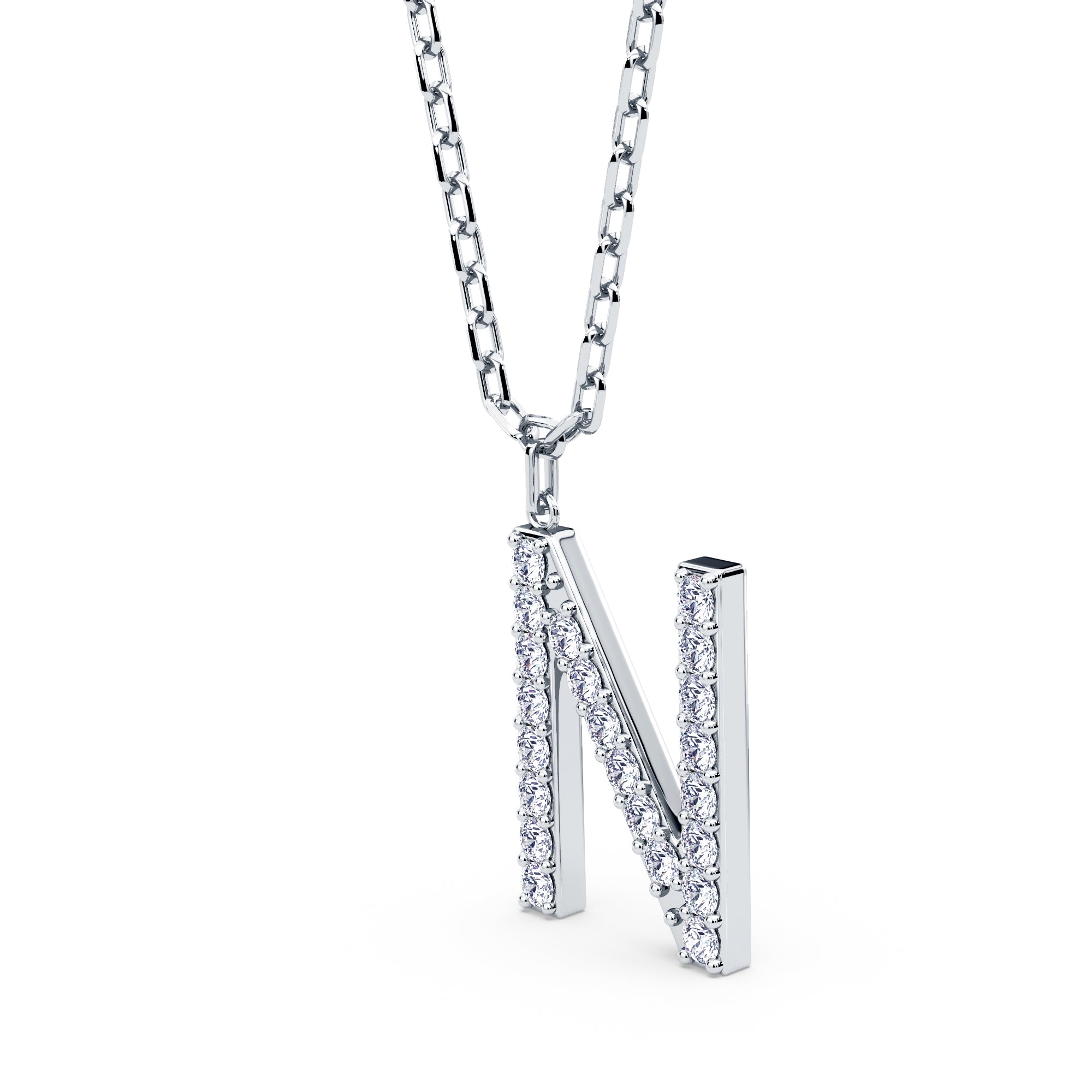 Lab-Grown Diamond Initial "N" Pendant in 18kt Gold Vermeil | GrownńDiva
