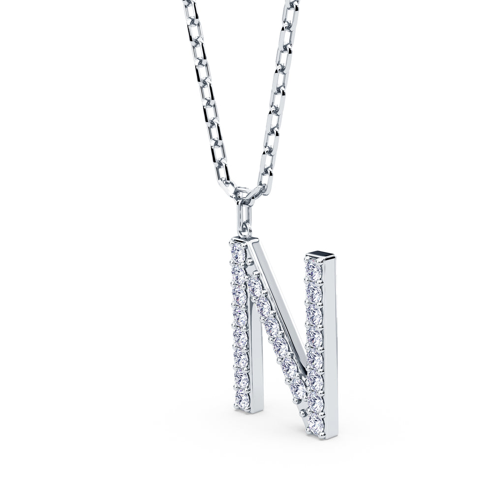 Lab-Grown Diamond Initial "N" Pendant in 18kt Gold Vermeil | GrownńDiva