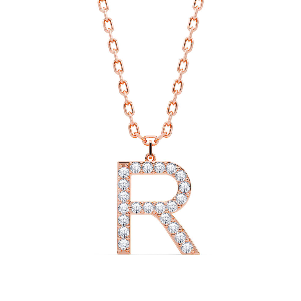 Lab-Grown Diamond Initial "R" Pendant in 18kt Gold Vermeil | GrownńDiva