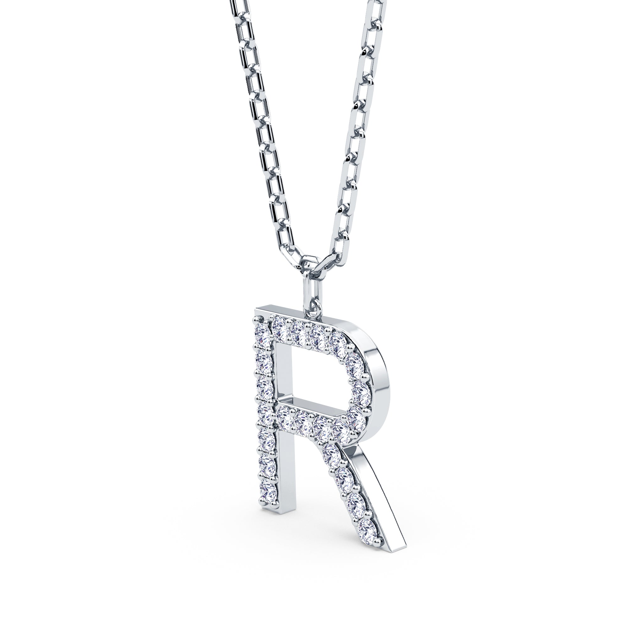 Lab-Grown Diamond Initial "R" Pendant in 18kt Gold Vermeil | GrownńDiva