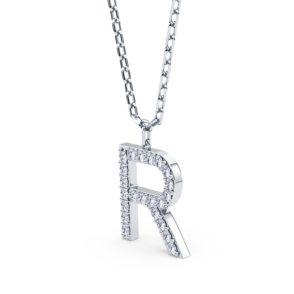 Lab-Grown Diamond Initial "R" Pendant in 18kt Gold Vermeil | GrownńDiva