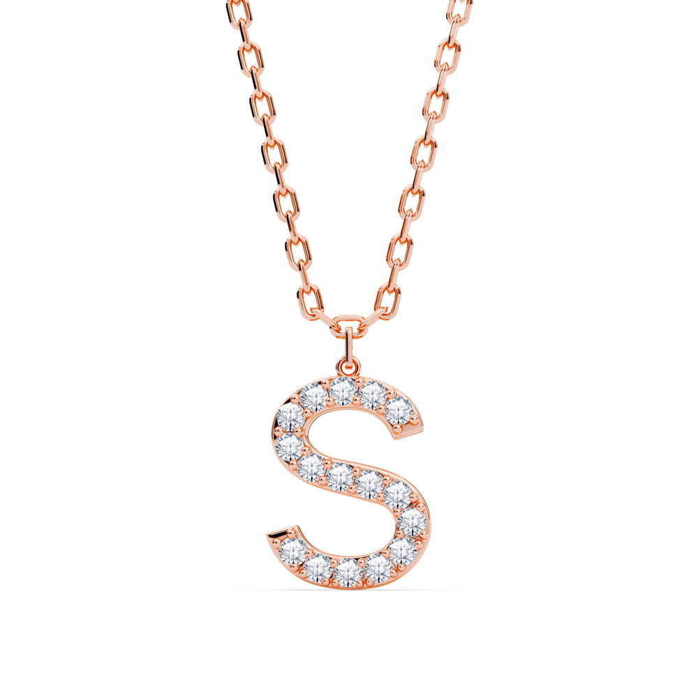Lab-Grown Diamond Initial "S" Pendant in 18kt Gold Vermeil | GrownńDiva