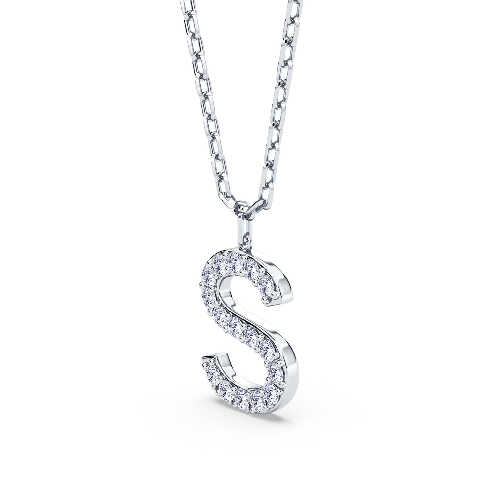 Lab-Grown Diamond Initial "S" Pendant in 18kt Gold Vermeil | GrownńDiva