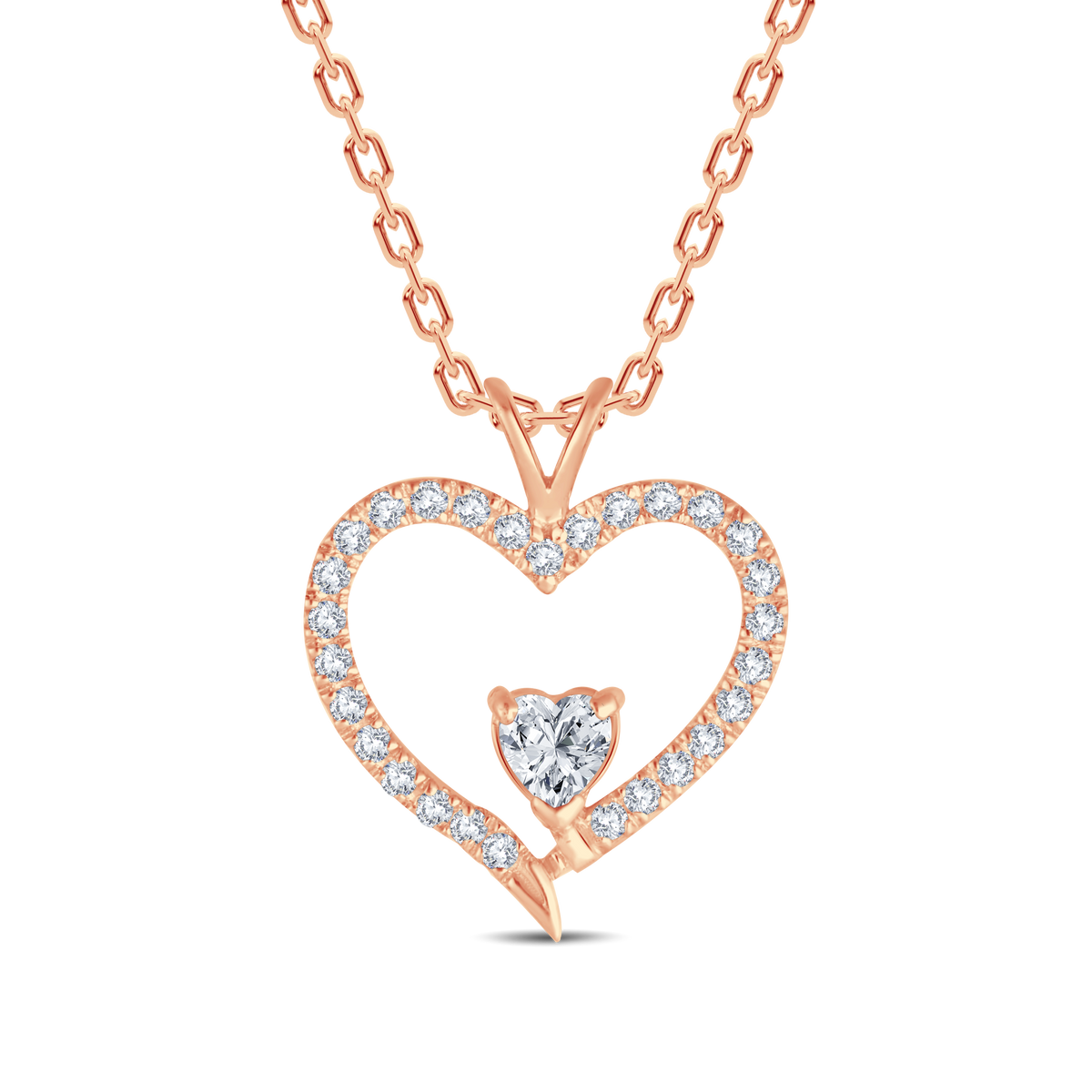 Sparkling Double Heart Lab Grown Diamond Pendant-0.30ct