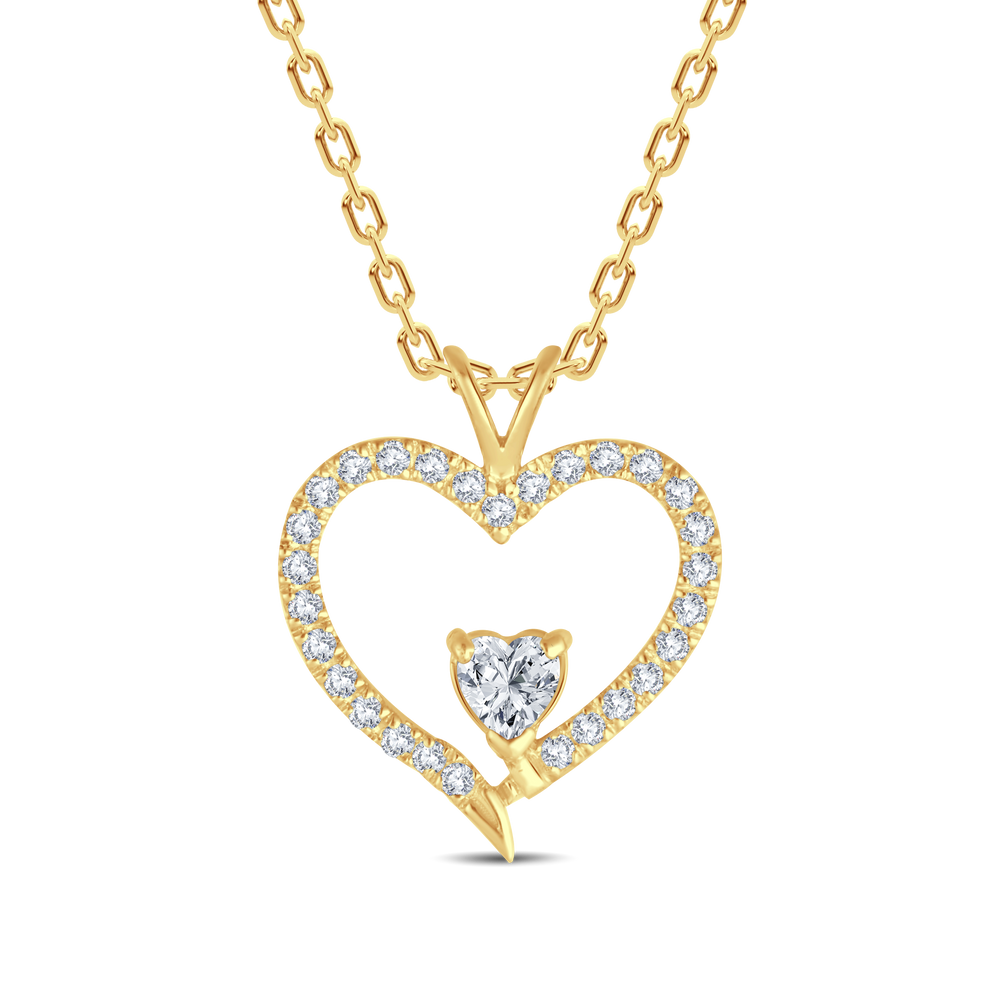Sparkling Double Heart Lab Grown Diamond Pendant-0.30ct