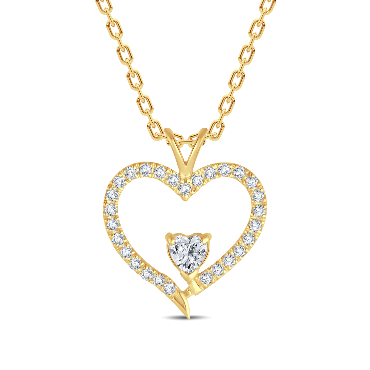 Sparkling Double Heart Lab Grown Diamond Pendant-0.30ct