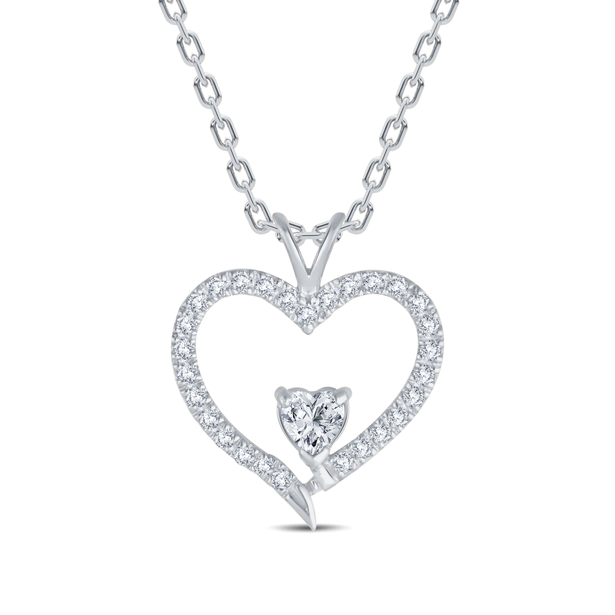 Sparkling Double Heart Lab Grown Diamond Pendant-0.30ct
