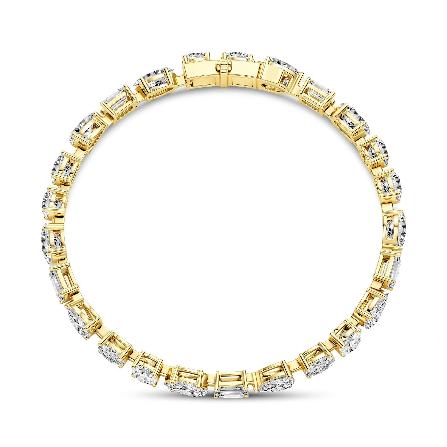 7.50 CTW Multi-Shape Lab Diamond Tennis Bracelet | 18kt Gold Vermeil | GrownńDiva
