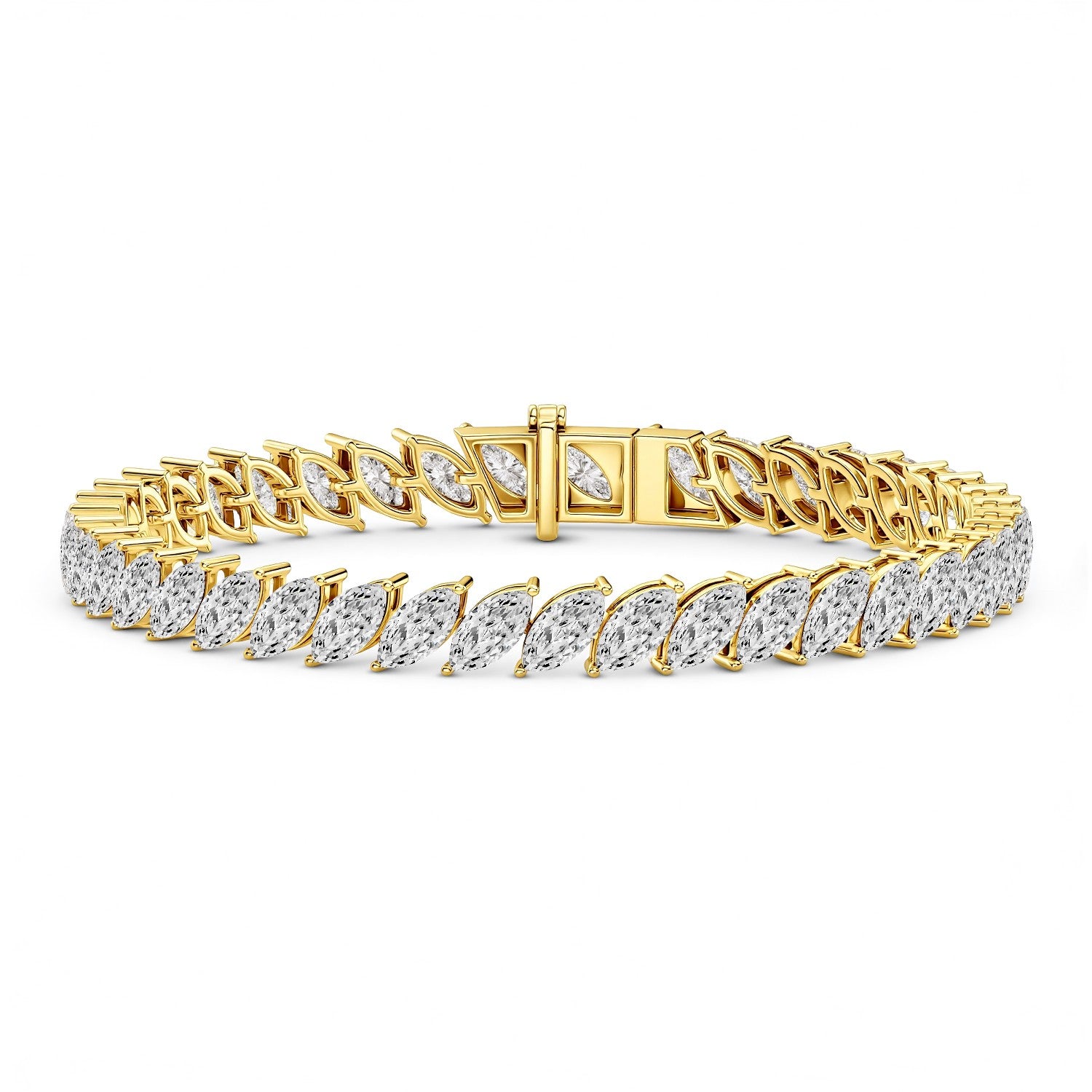 12.00 CTW Marquise Lab Diamond Statement Bracelet | 18kt Gold Vermeil | GrownńDiva