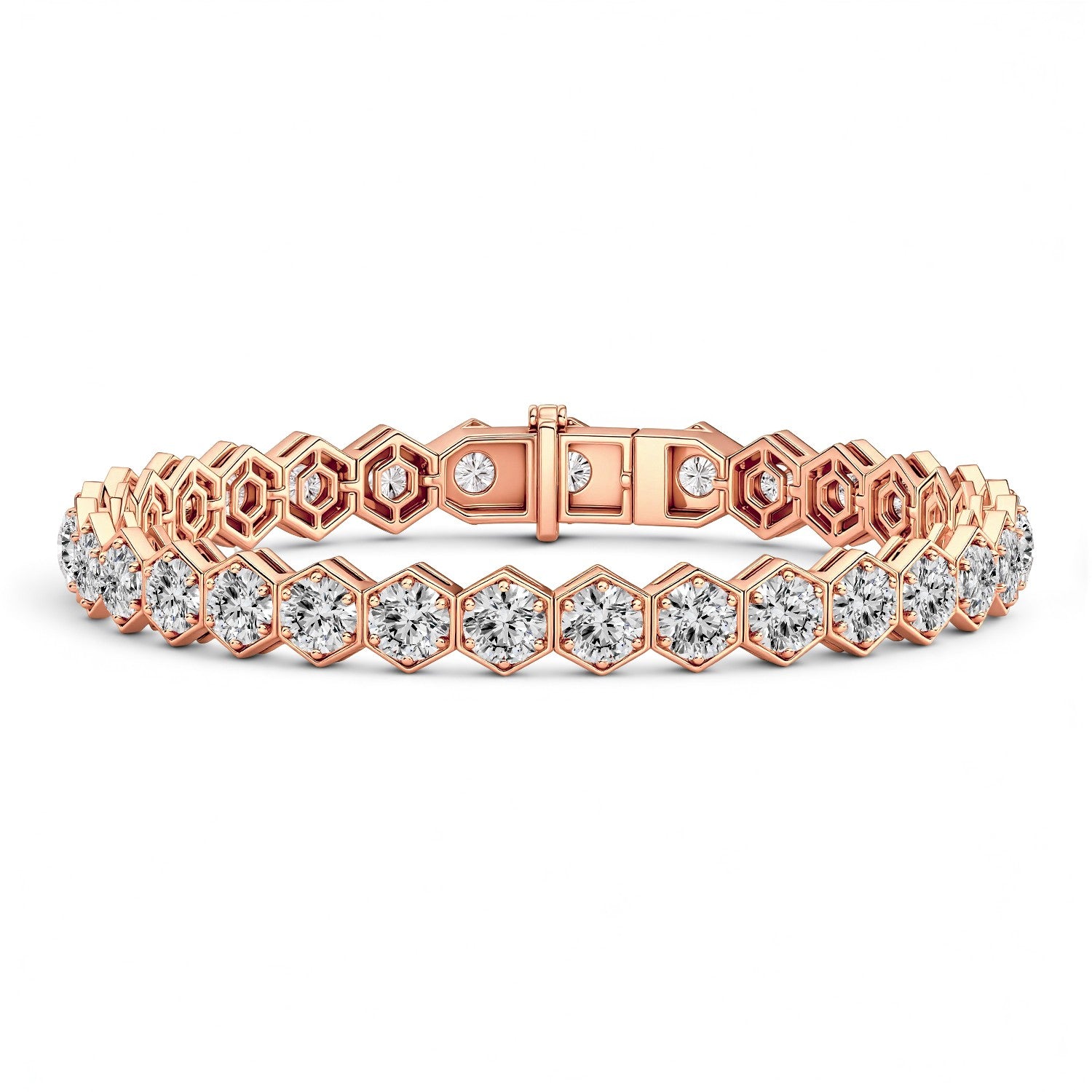 9.00 CTW Hexagon "Honeycomb" Lab Diamond Tennis Bracelet | 18kt Gold Vermeil | GrownńDiva