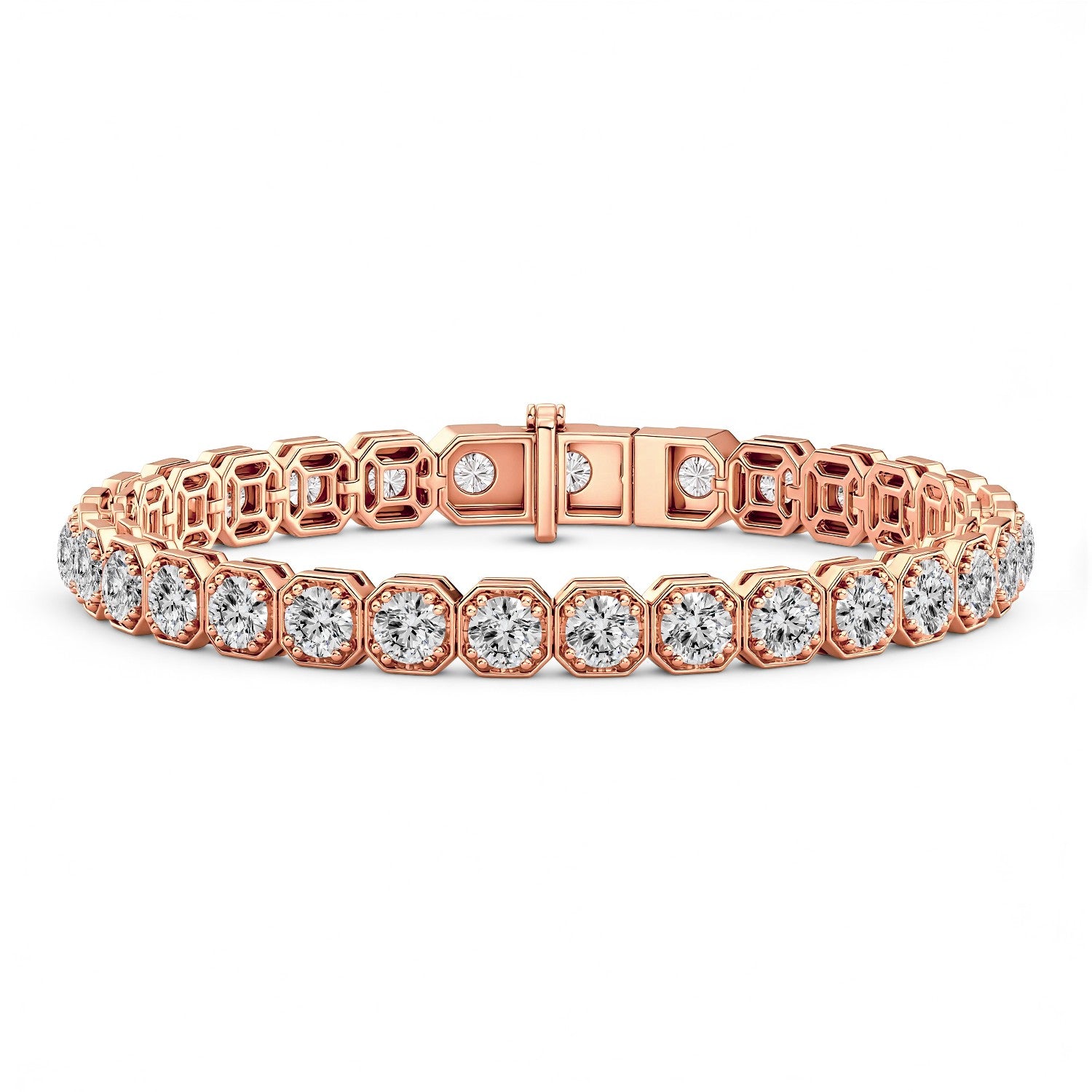 12.00 CTW Round Lab Diamond Octagon Tennis Bracelet | 18kt Gold Vermeil | GrownńDiva