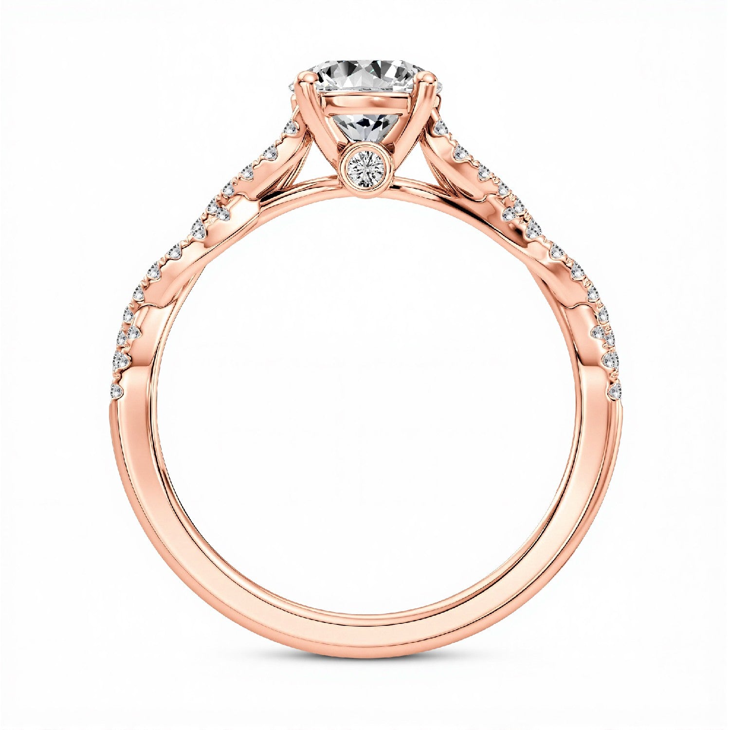 1.26 CT. T.W. Round Brilliant Cut Lab-Grown Diamond Twisted Solitaire Ring in 18kt Gold Vermeil.GrownńDiva