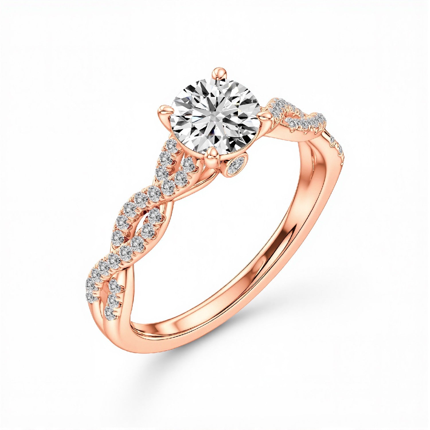 1.26 CT. T.W. Round Brilliant Cut Lab-Grown Diamond Twisted Solitaire Ring in 18kt Gold Vermeil.GrownńDiva