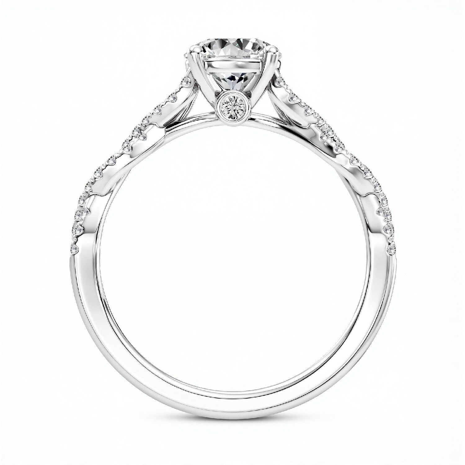 1.26 CT. T.W. Round Brilliant Cut Lab-Grown Diamond Twisted Solitaire Ring in 18kt Gold Vermeil.GrownńDiva