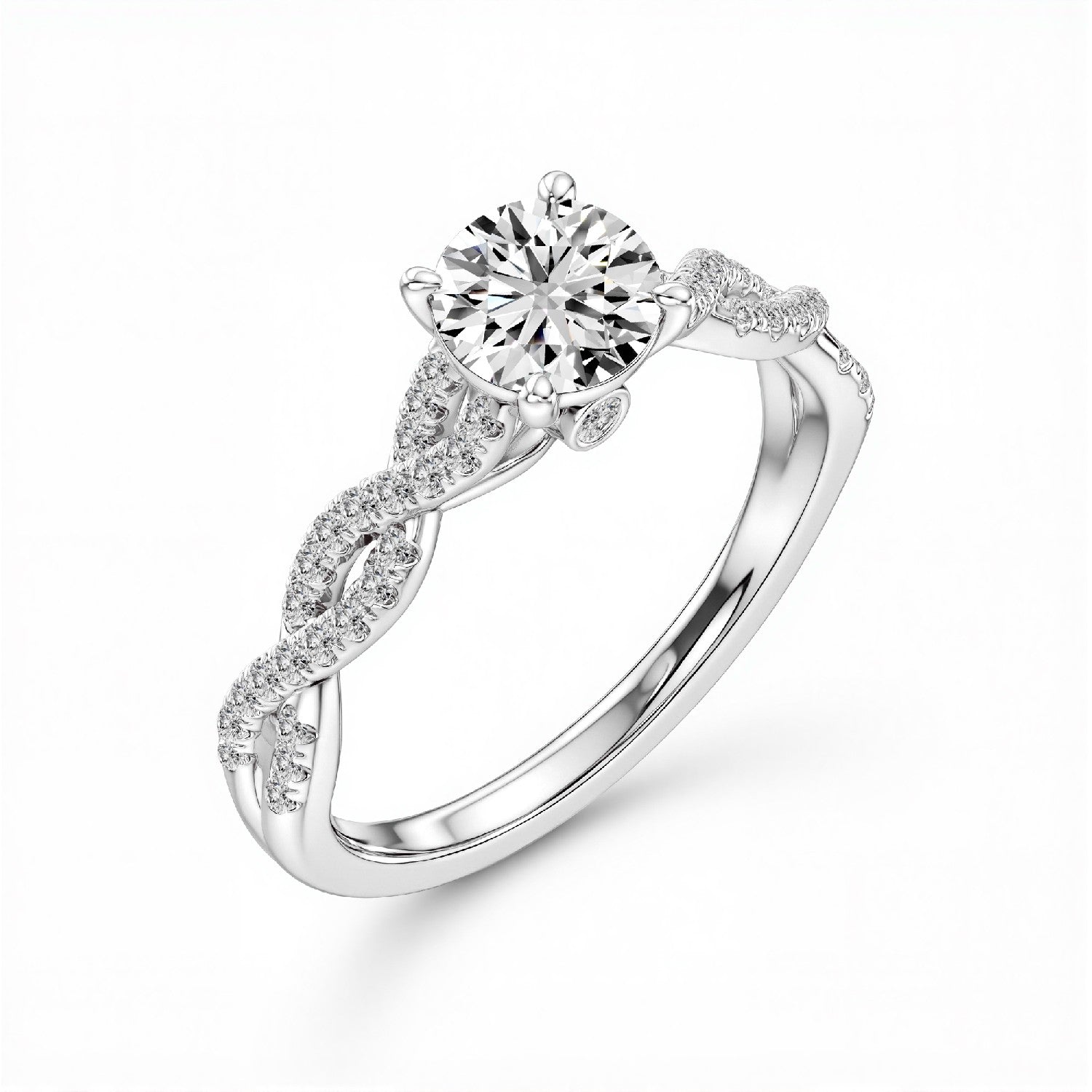 1.26 CT. T.W. Round Brilliant Cut Lab-Grown Diamond Twisted Solitaire Ring in 18kt Gold Vermeil.GrownńDiva
