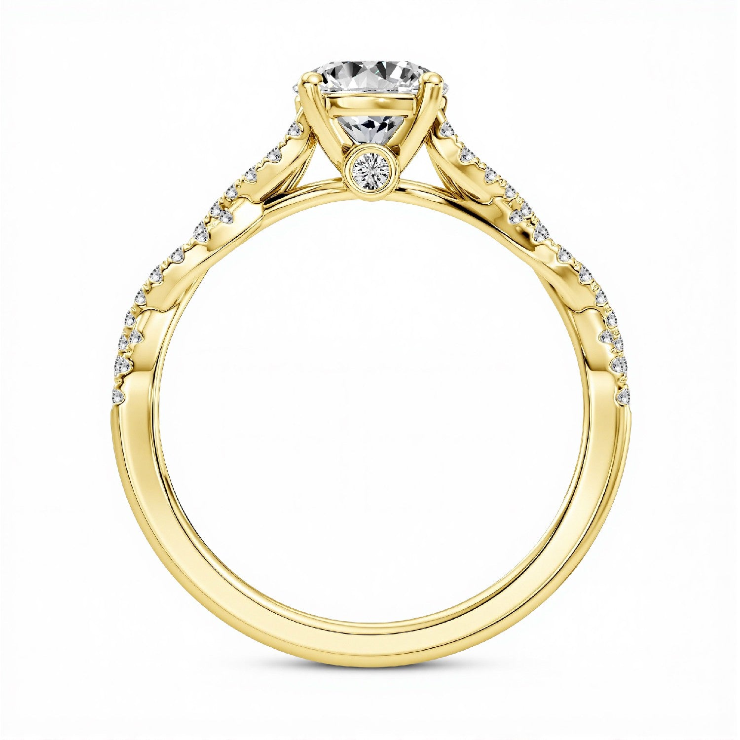 1.26 CT. T.W. Round Brilliant Cut Lab-Grown Diamond Twisted Solitaire Ring in 18kt Gold Vermeil.GrownńDiva