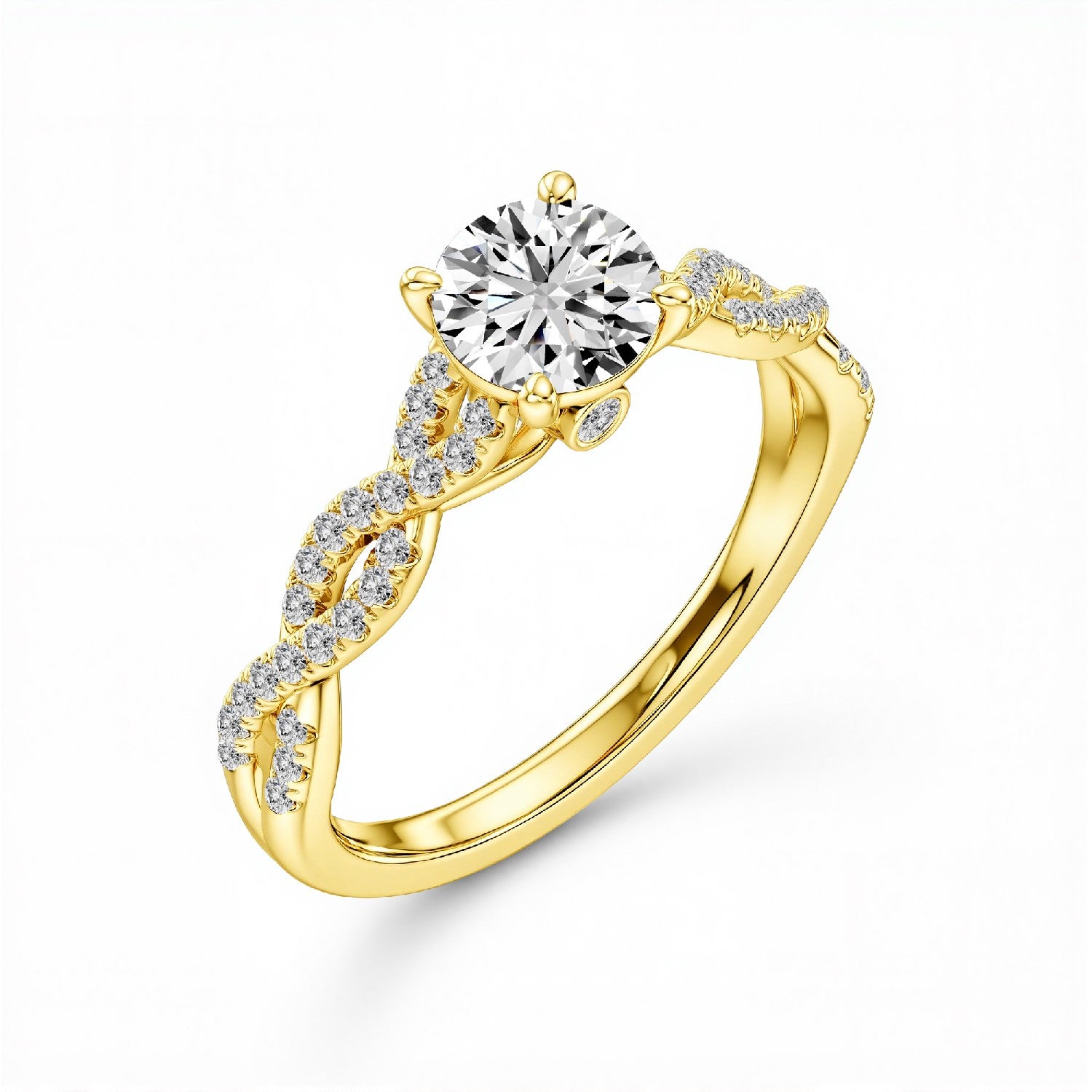 1.26 CT. T.W. Round Brilliant Cut Lab-Grown Diamond Twisted Solitaire Ring in 18kt Gold Vermeil.GrownńDiva