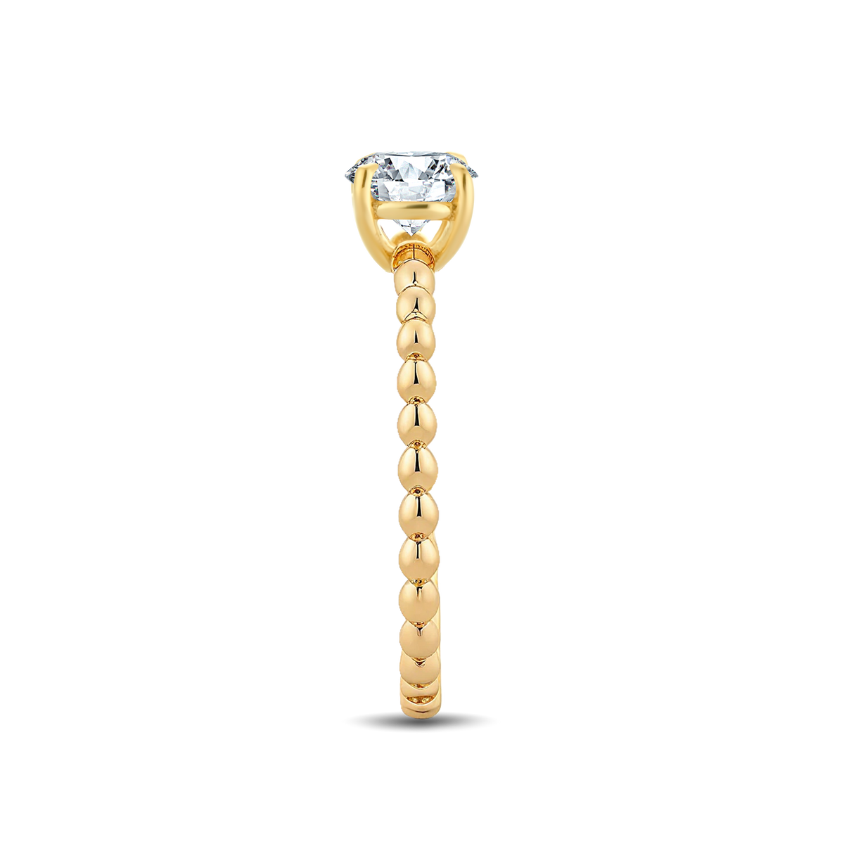 Refined Round Lab-Grown Diamond Ring Featuring an Artful Gold Beaded Band – 0.40ct