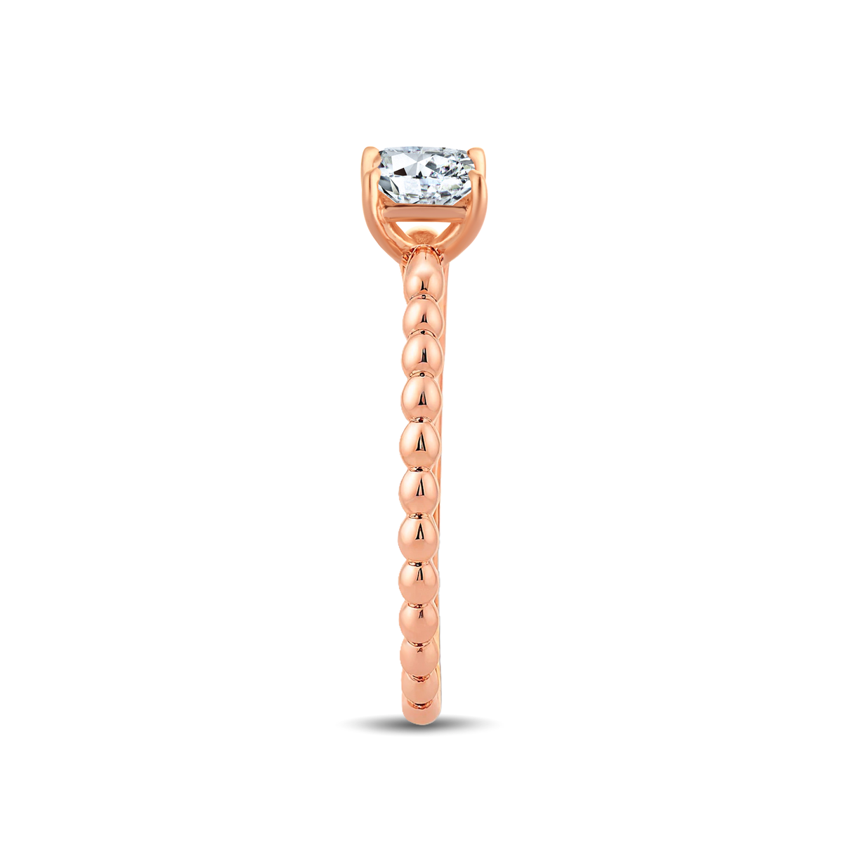 Graceful Princess Lab-Grown Diamond Ring Adorned with a Striking Gold Beaded Band – 0.40ct