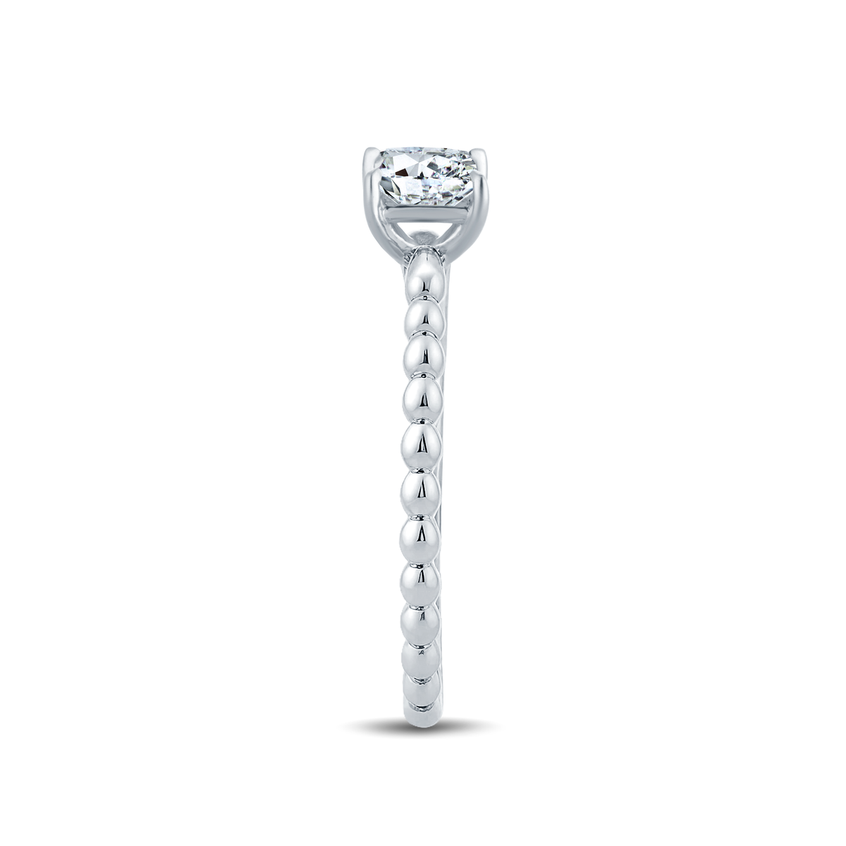 Graceful Princess Lab-Grown Diamond Ring Adorned with a Striking Gold Beaded Band – 0.40ct