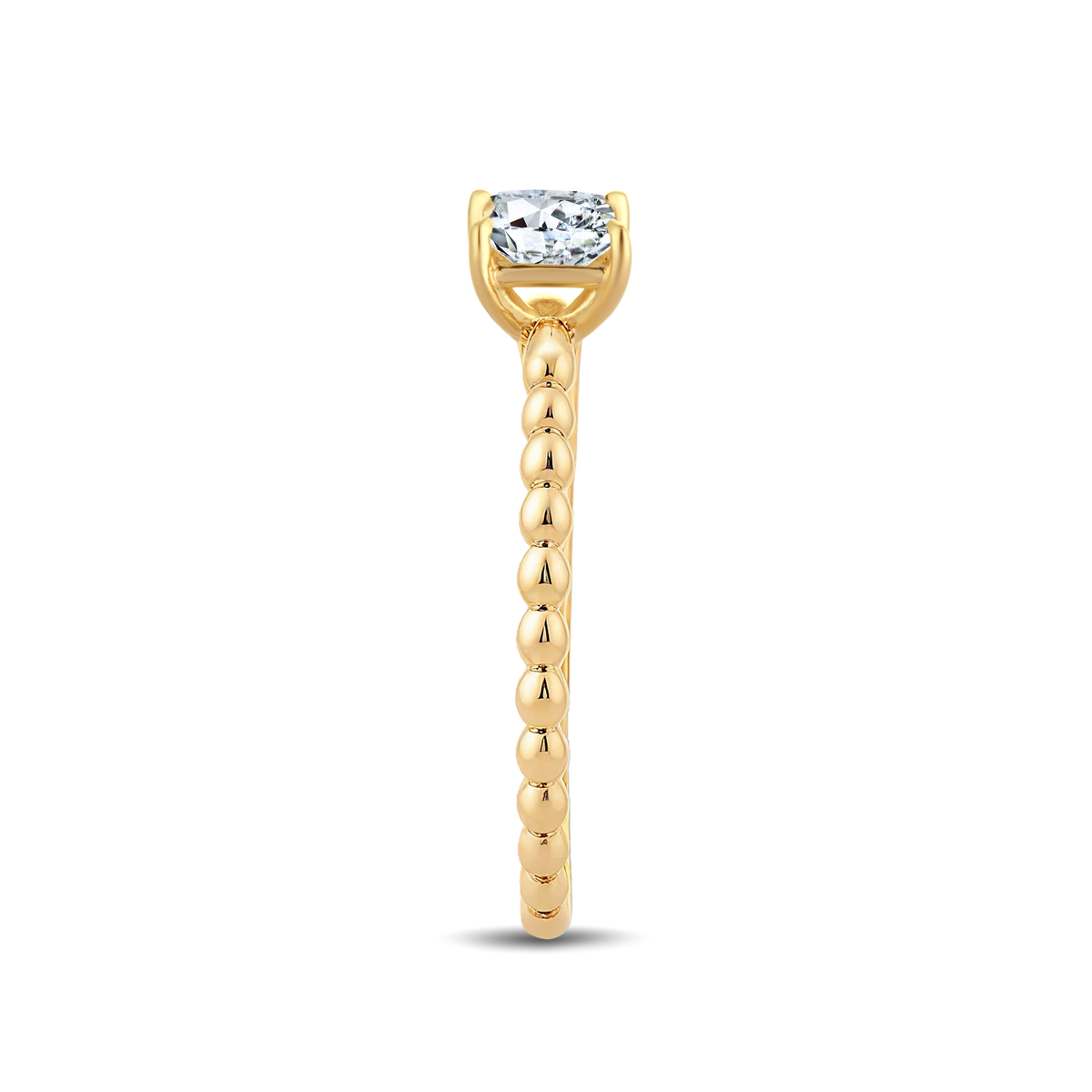 Graceful Princess Lab-Grown Diamond Ring Adorned with a Striking Gold Beaded Band – 0.40ct