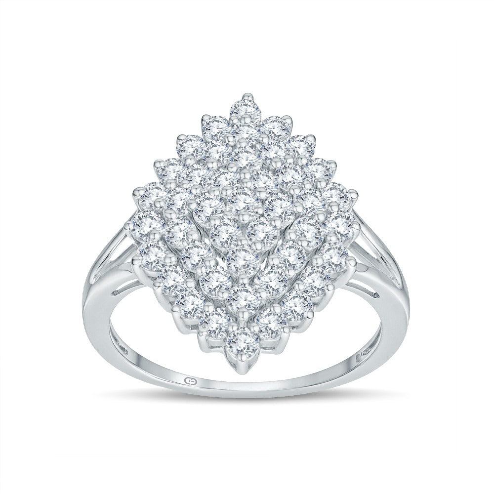 Statement Cluster Diamond Ring in 925 Silver 18KT Vermeil Gold Micron with 1.00 CT Lab Diamonds
