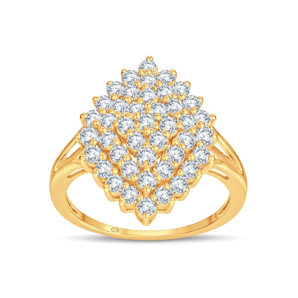 Statement Cluster Diamond Ring in 925 Silver 18KT Vermeil Gold Micron with 1.00 CT Lab Diamonds