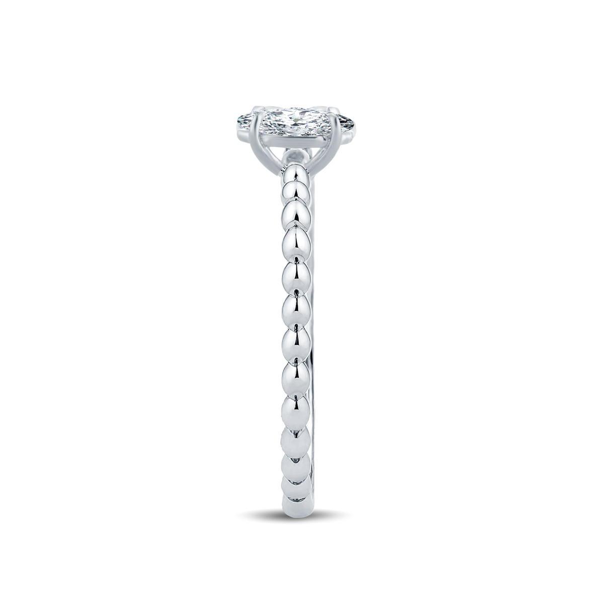 Timeless Marquise Lab-Grown Diamond Ring with an Artfully Designed Gold Beaded Band – 0.30ct