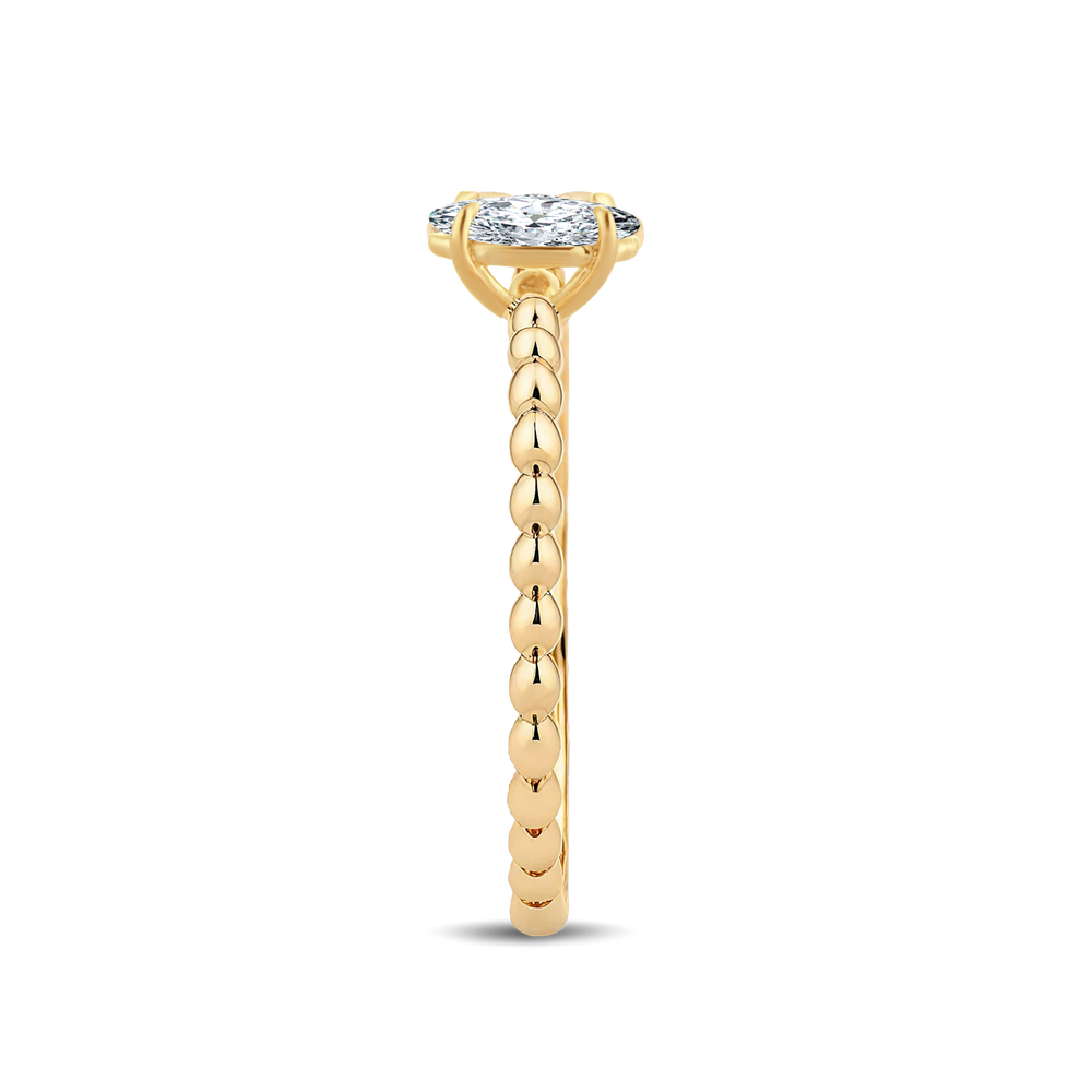 Timeless Marquise Lab-Grown Diamond Ring with an Artfully Designed Gold Beaded Band – 0.30ct