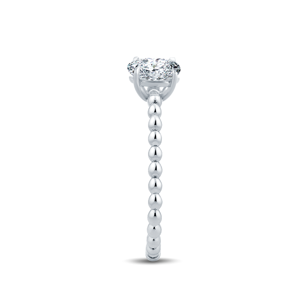 Elegant Oval Lab-Grown Diamond Ring Showcasing a Chic Gold Beaded Band – 0.50ct