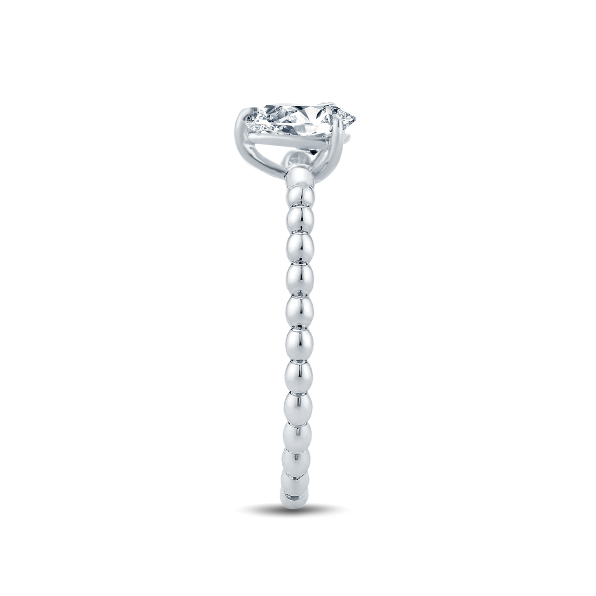 Exquisite Pear Lab-Grown Diamond Ring Showcasing a Refined Gold Beaded Band – 0.30 -0.40ct